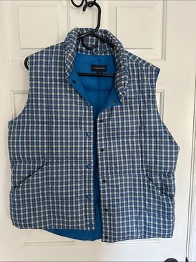 Lands' End Blue and White Plaid Quilted Vest